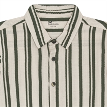 BIRKHOLM Muslin Skjorte Natur Beige & Oliven Grøn